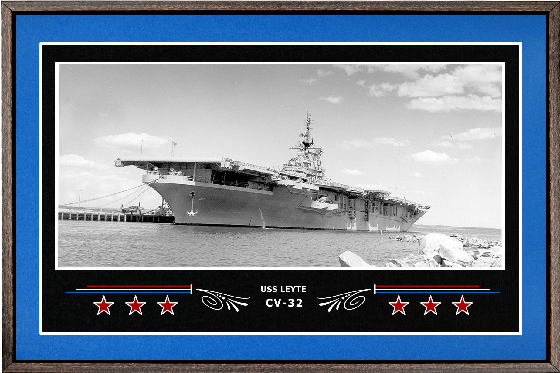 USS LEYTE CV 32 BOX FRAMED CANVAS ART BLUE