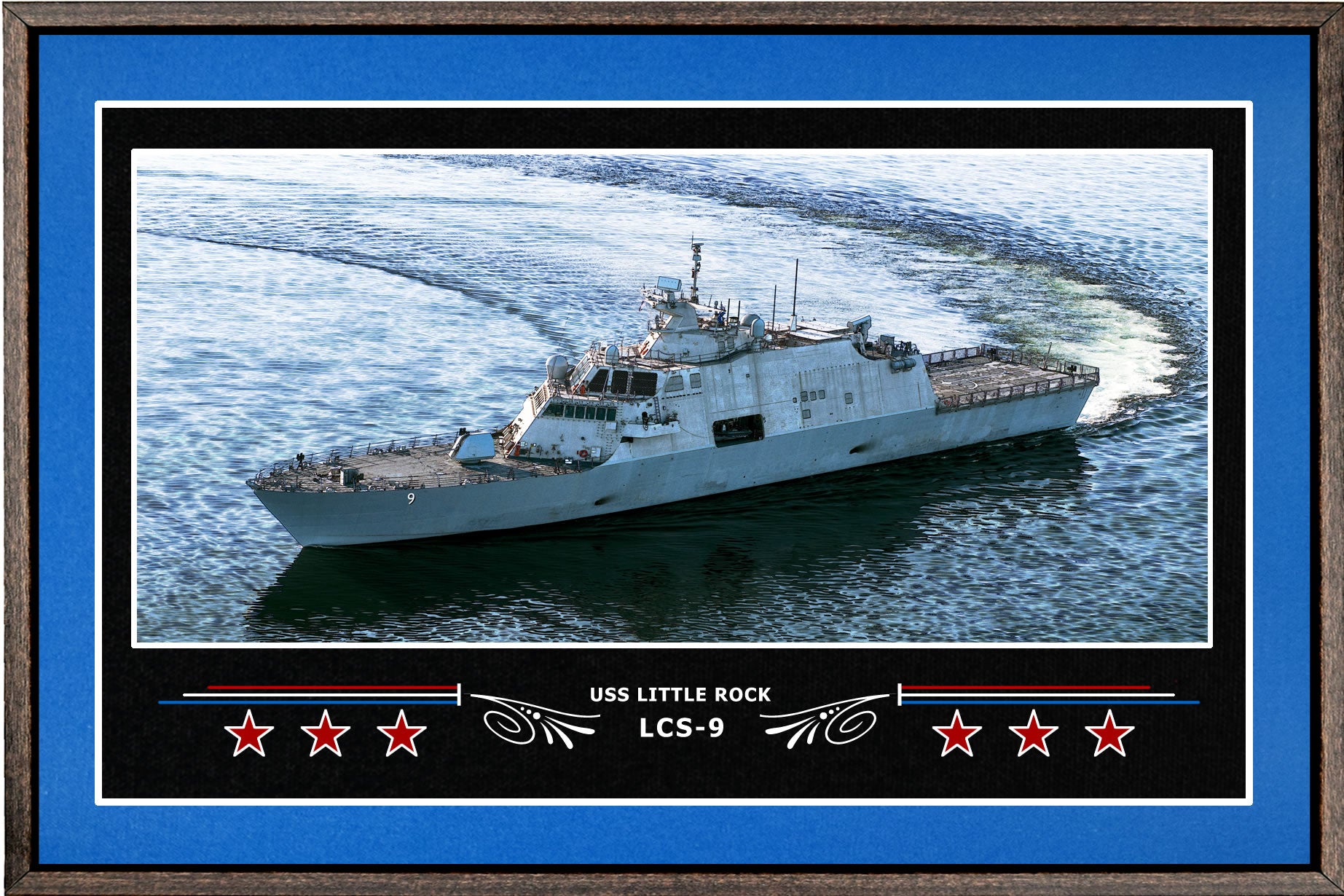 USS LITTLE ROCK LCS 9 BOX FRAMED CANVAS ART BLUE