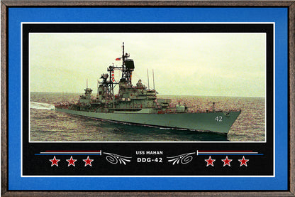 USS MAHAN DDG 42 BOX FRAMED CANVAS ART BLUE