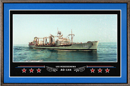 USS MISSISSINEWA AO 144 BOX FRAMED CANVAS ART BLUE