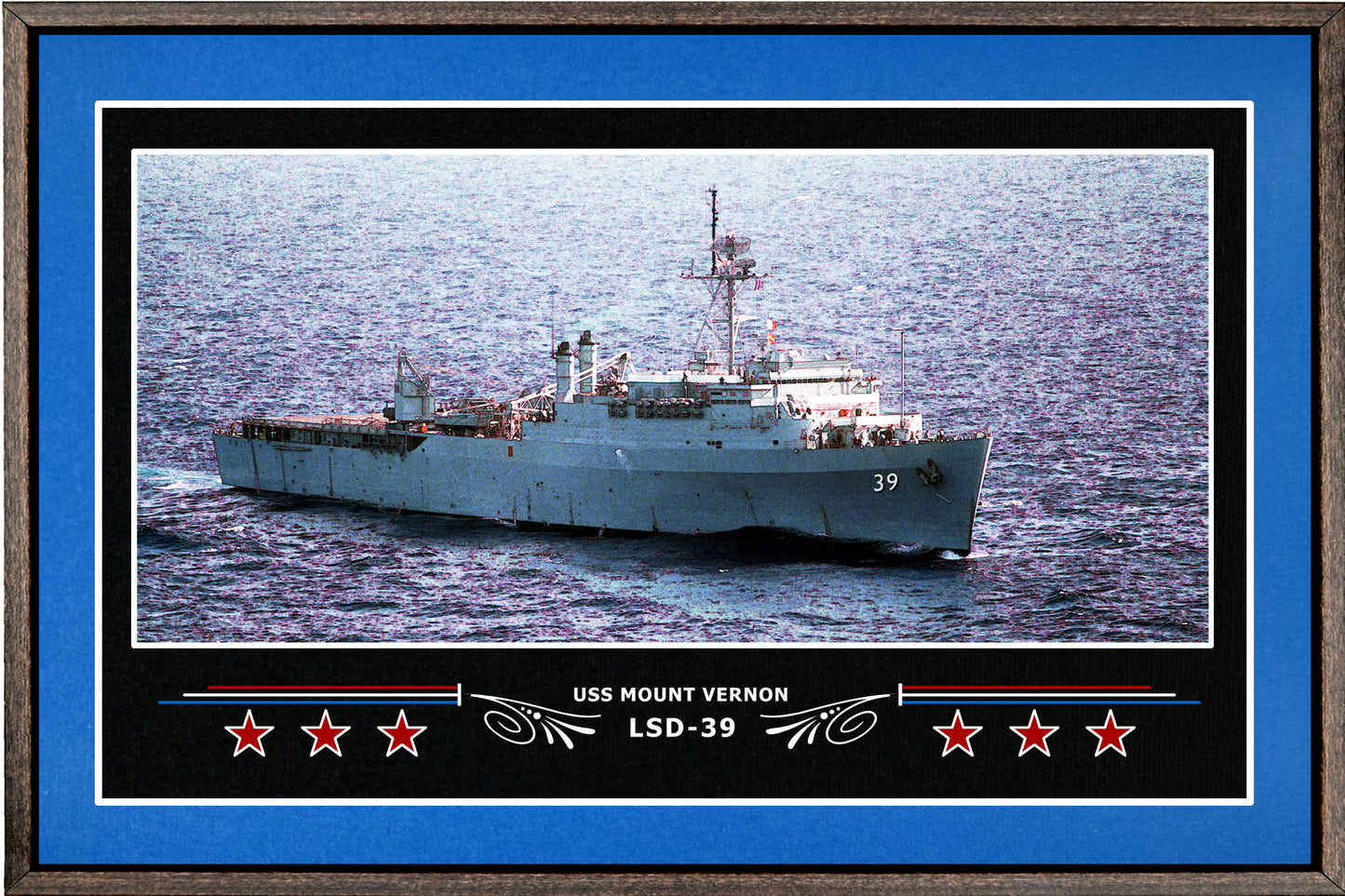 USS MOUNT VERNON LSD 39 BOX FRAMED CANVAS ART BLUE