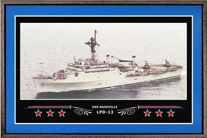 USS NASHVILLE LPD 13 BOX FRAMED CANVAS ART BLUE