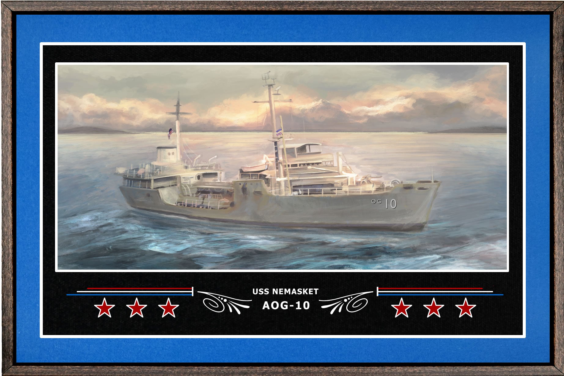 USS NEMASKET AOG 10 BOX FRAMED CANVAS ART BLUE