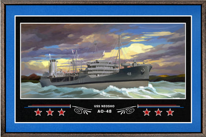 USS NEOSHO AO 48 BOX FRAMED CANVAS ART BLUE