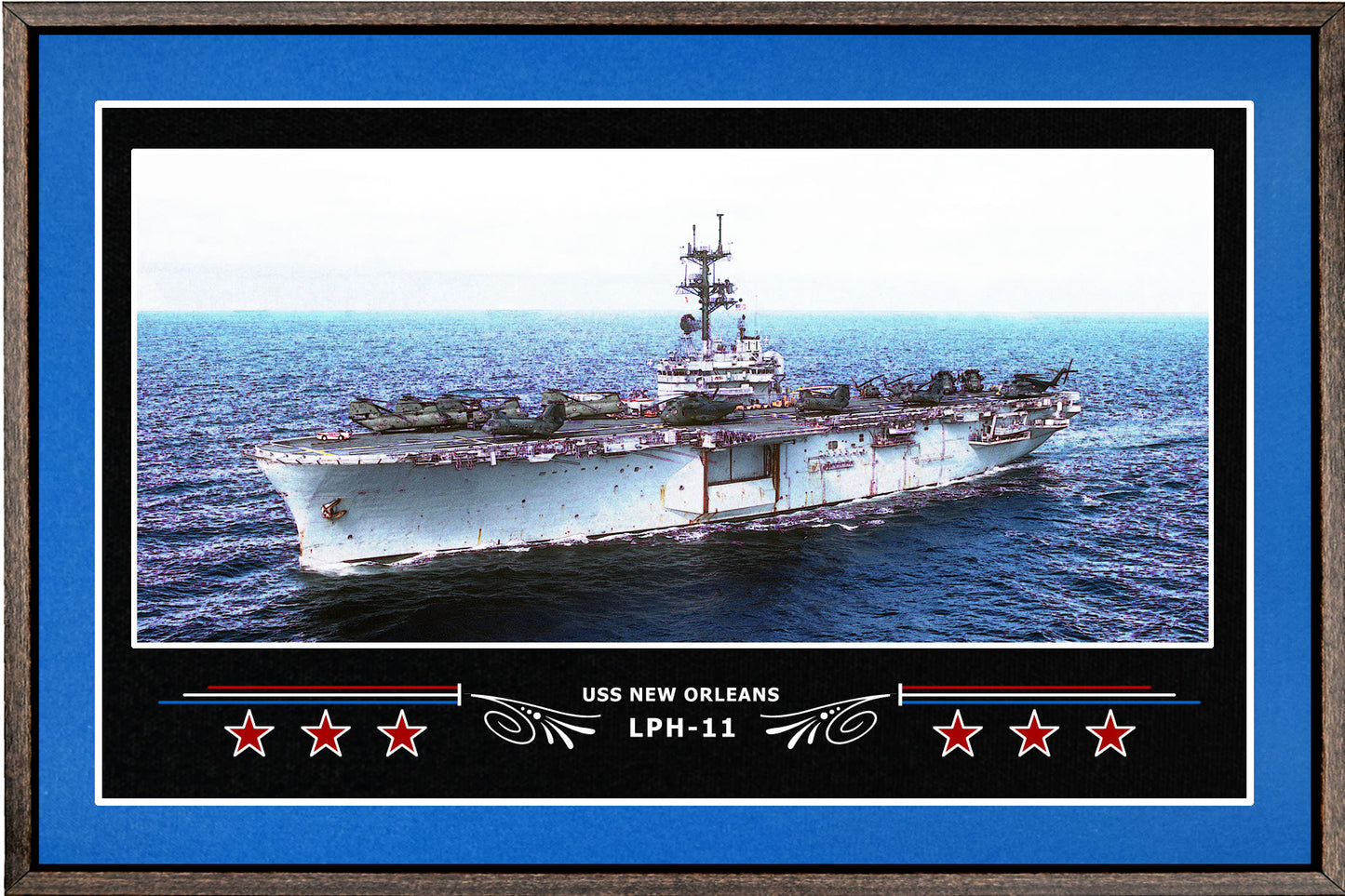 USS NEW ORLEANS LPH 11 BOX FRAMED CANVAS ART BLUE