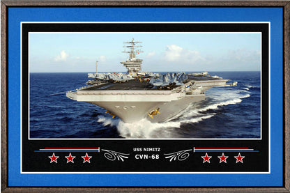 USS NIMITZ CVN 68 BOX FRAMED CANVAS ART BLUE