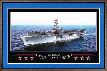USS OKINAWA LPH 3 BOX FRAMED CANVAS ART BLUE