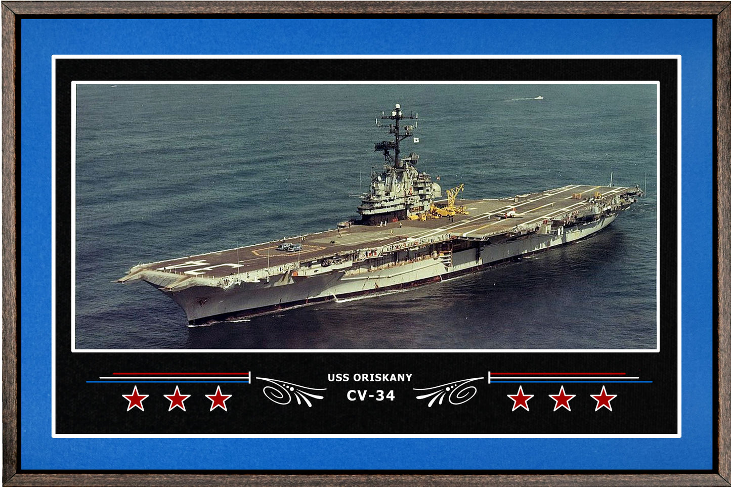 USS ORISKANY CV 34 BOX FRAMED CANVAS ART BLUE