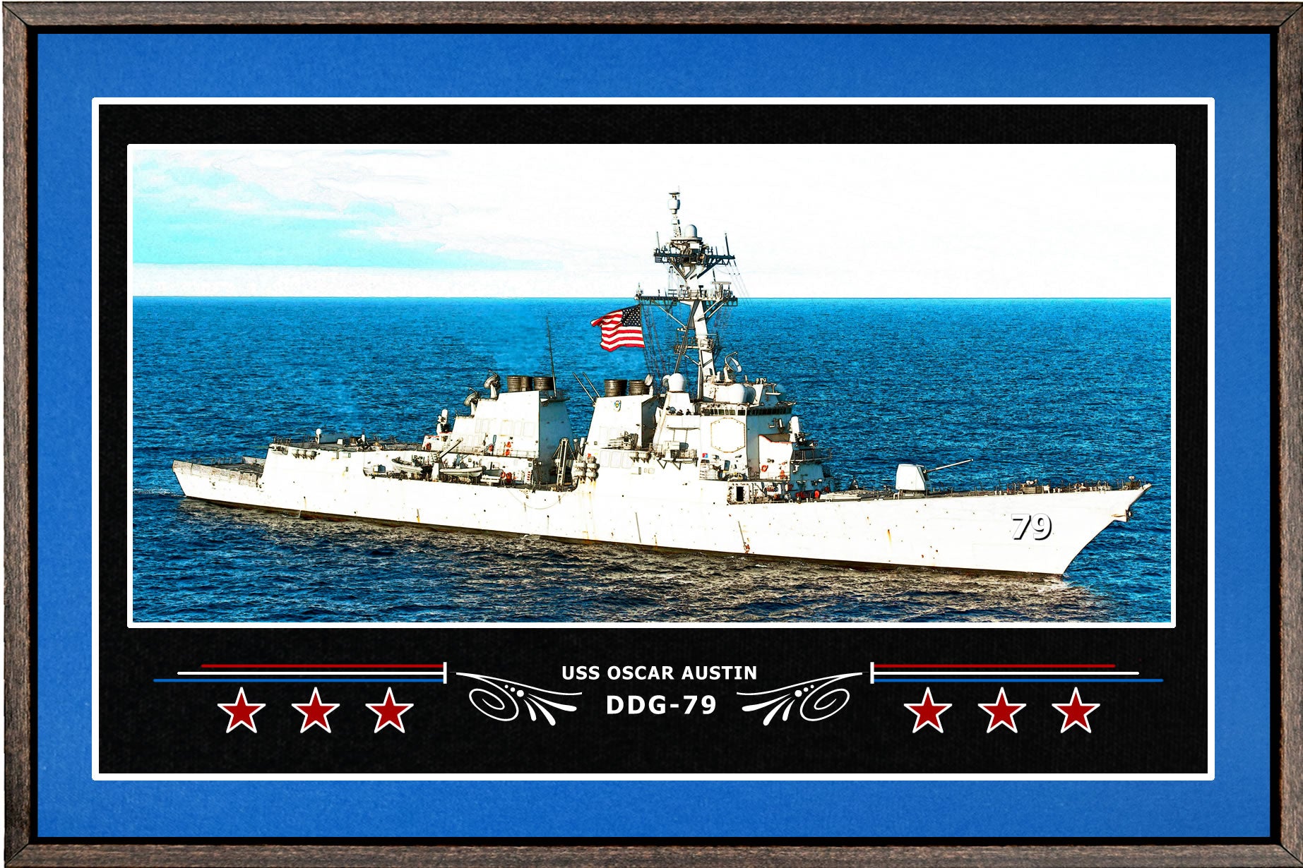 USS OSCAR AUSTIN DDG 79 BOX FRAMED CANVAS ART BLUE