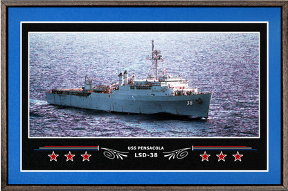 USS PENSACOLA LSD 38 BOX FRAMED CANVAS ART BLUE