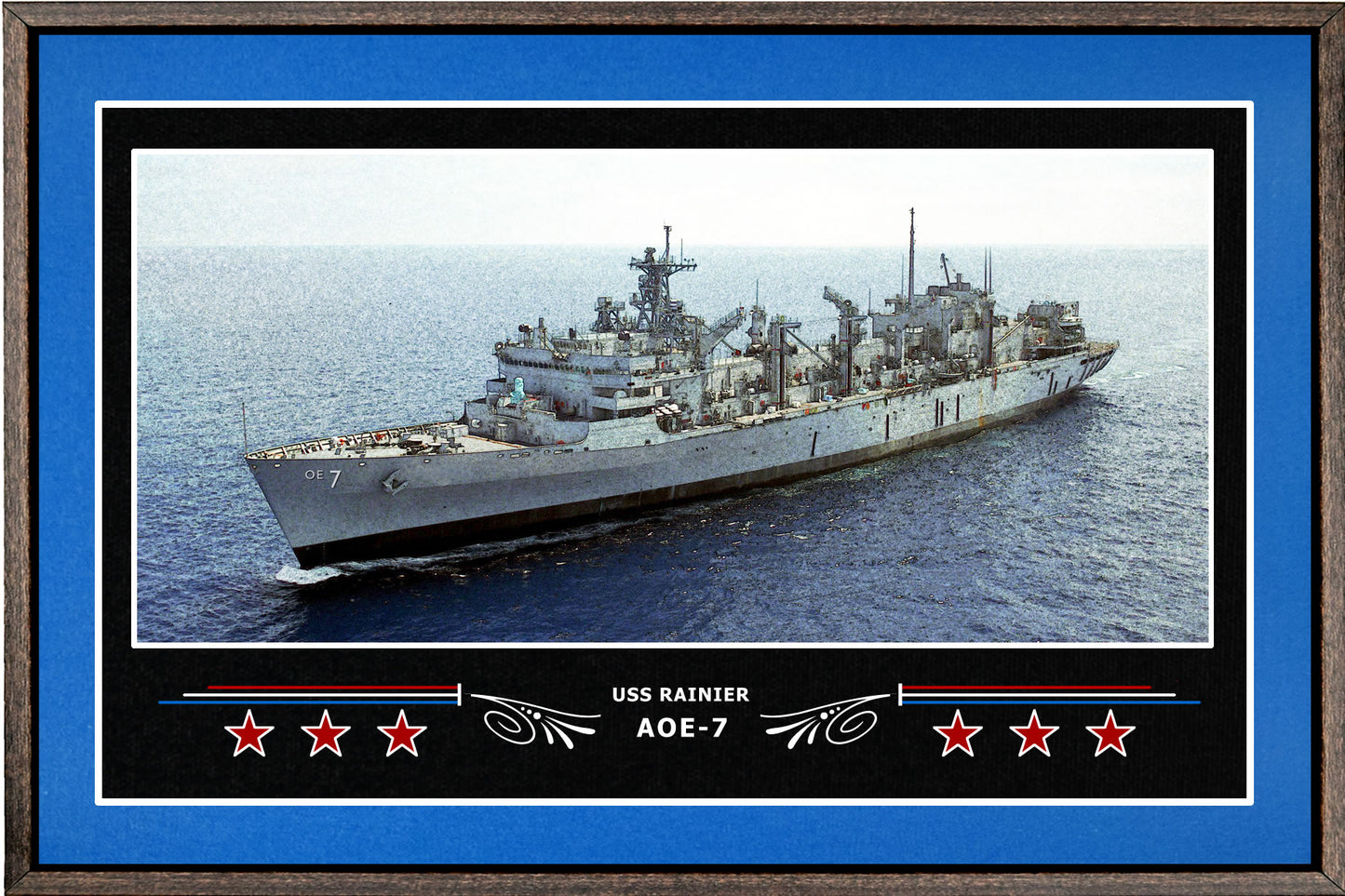 USS RAINIER AOE 7 BOX FRAMED CANVAS ART BLUE