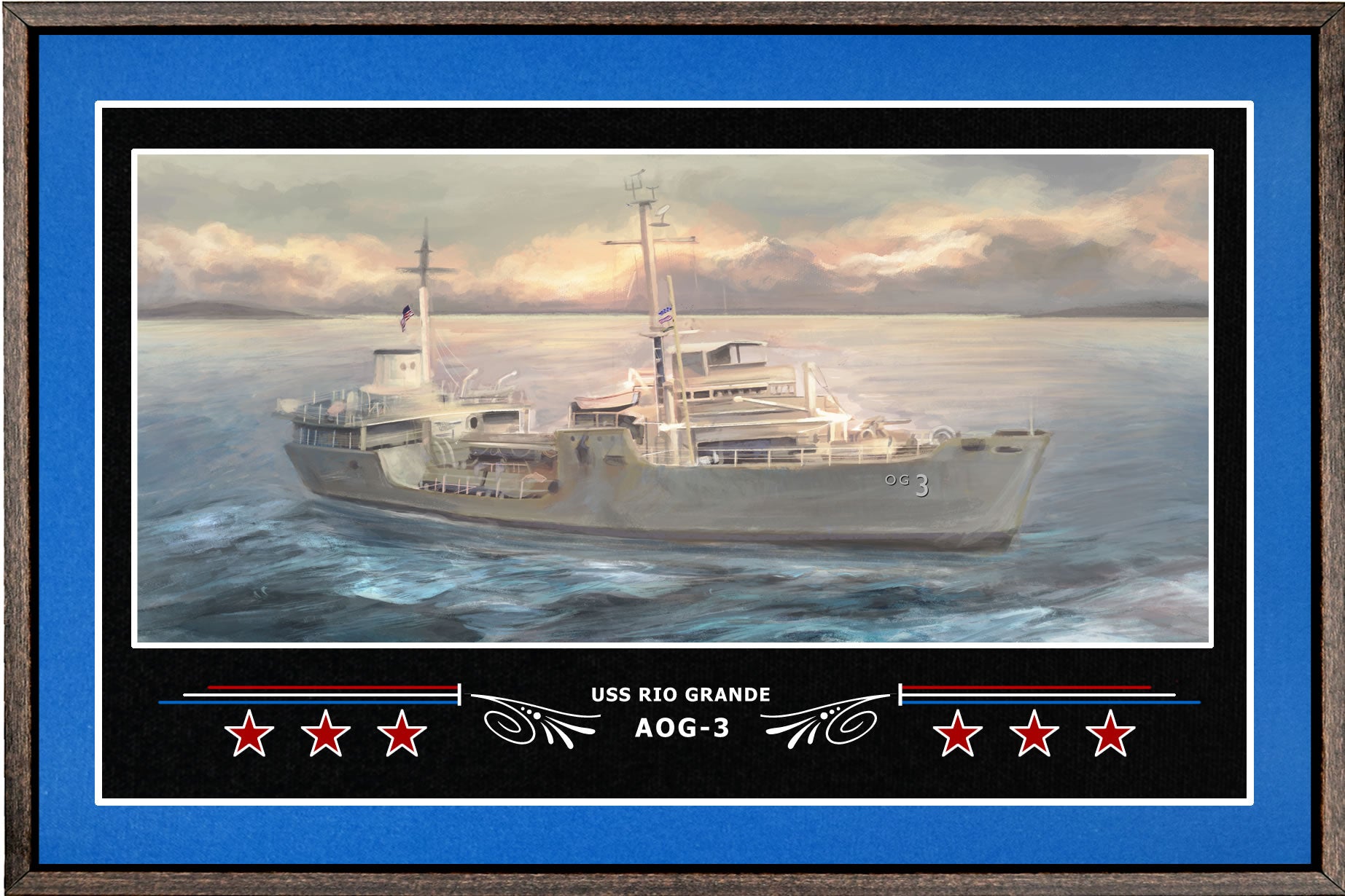 USS RIO GRANDE AOG 3 BOX FRAMED CANVAS ART BLUE