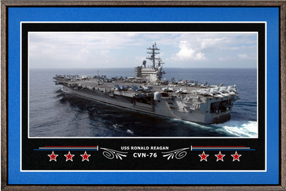 USS RONALD REAGAN CVN 76 BOX FRAMED CANVAS ART BLUE