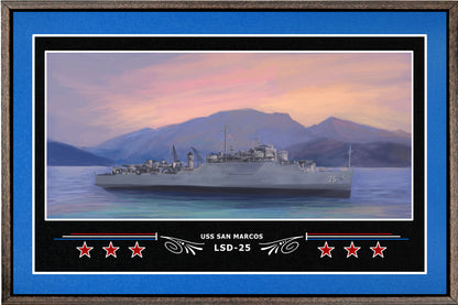 USS SAN MARCOS LSD 25 BOX FRAMED CANVAS ART BLUE
