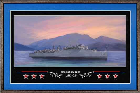 USS SAN MARCOS LSD 25 BOX FRAMED CANVAS ART BLUE