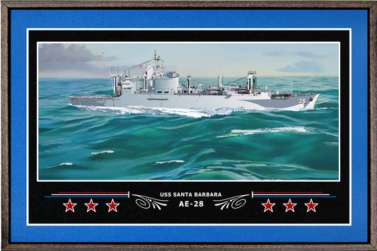 USS SANTA BARBARA AE 28 BOX FRAMED CANVAS ART BLUE