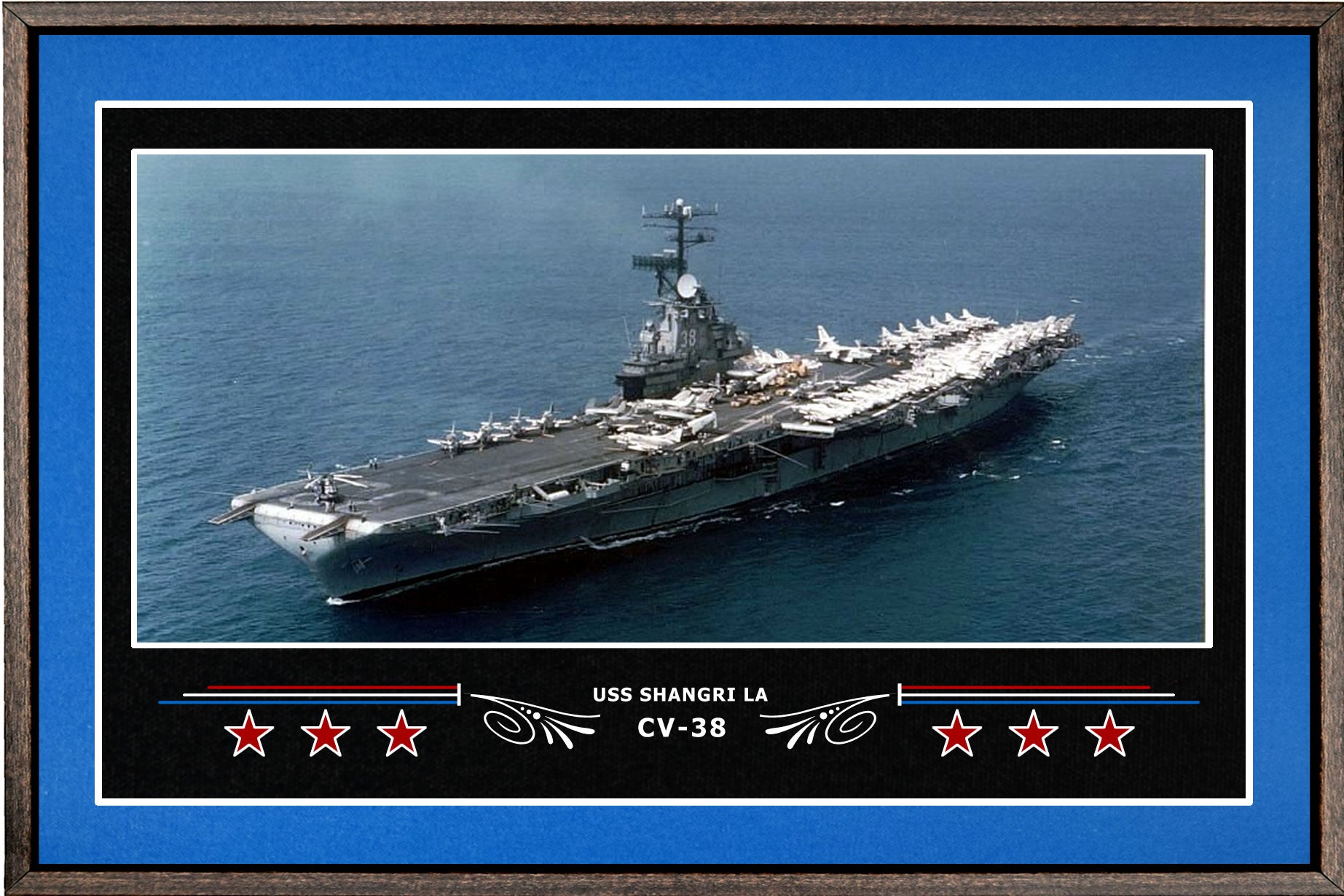 USS SHANGRI LA CV 38 BOX FRAMED CANVAS ART BLUE