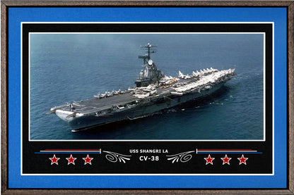 USS SHANGRI LA CV 38 BOX FRAMED CANVAS ART BLUE