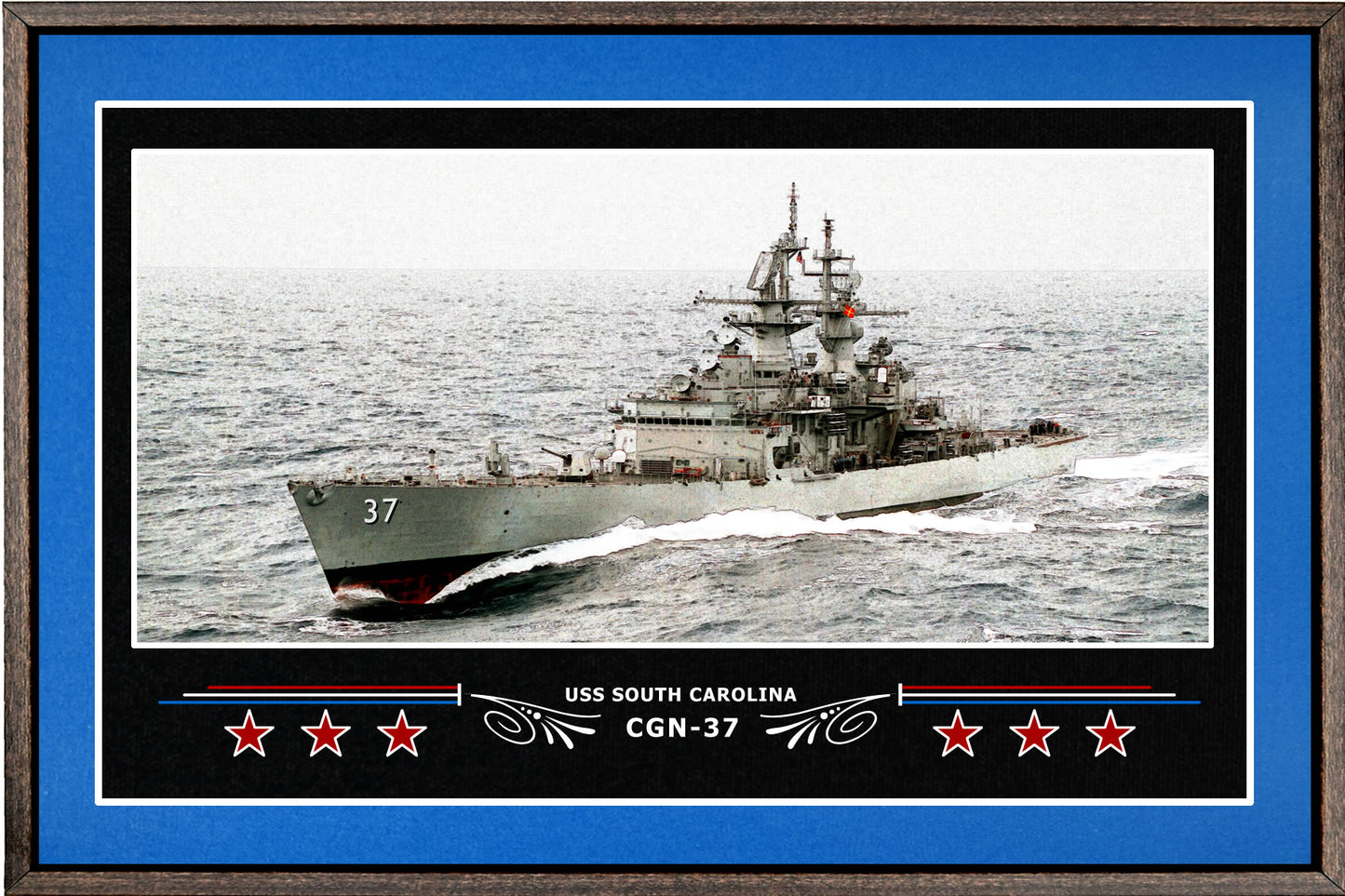 USS SOUTH CAROLINA CGN 37 BOX FRAMED CANVAS ART BLUE