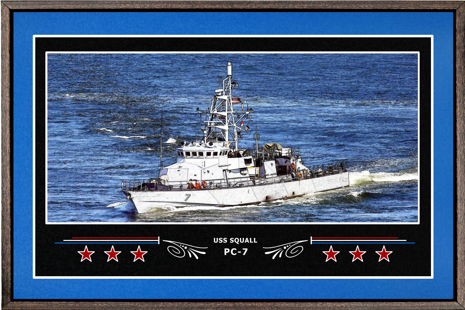 USS SQUALL PC 7 BOX FRAMED CANVAS ART BLUE