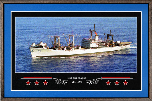 USS SURIBACHI AE 21 BOX FRAMED CANVAS ART BLUE