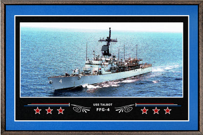 USS TALBOT FFG 4 BOX FRAMED CANVAS ART BLUE