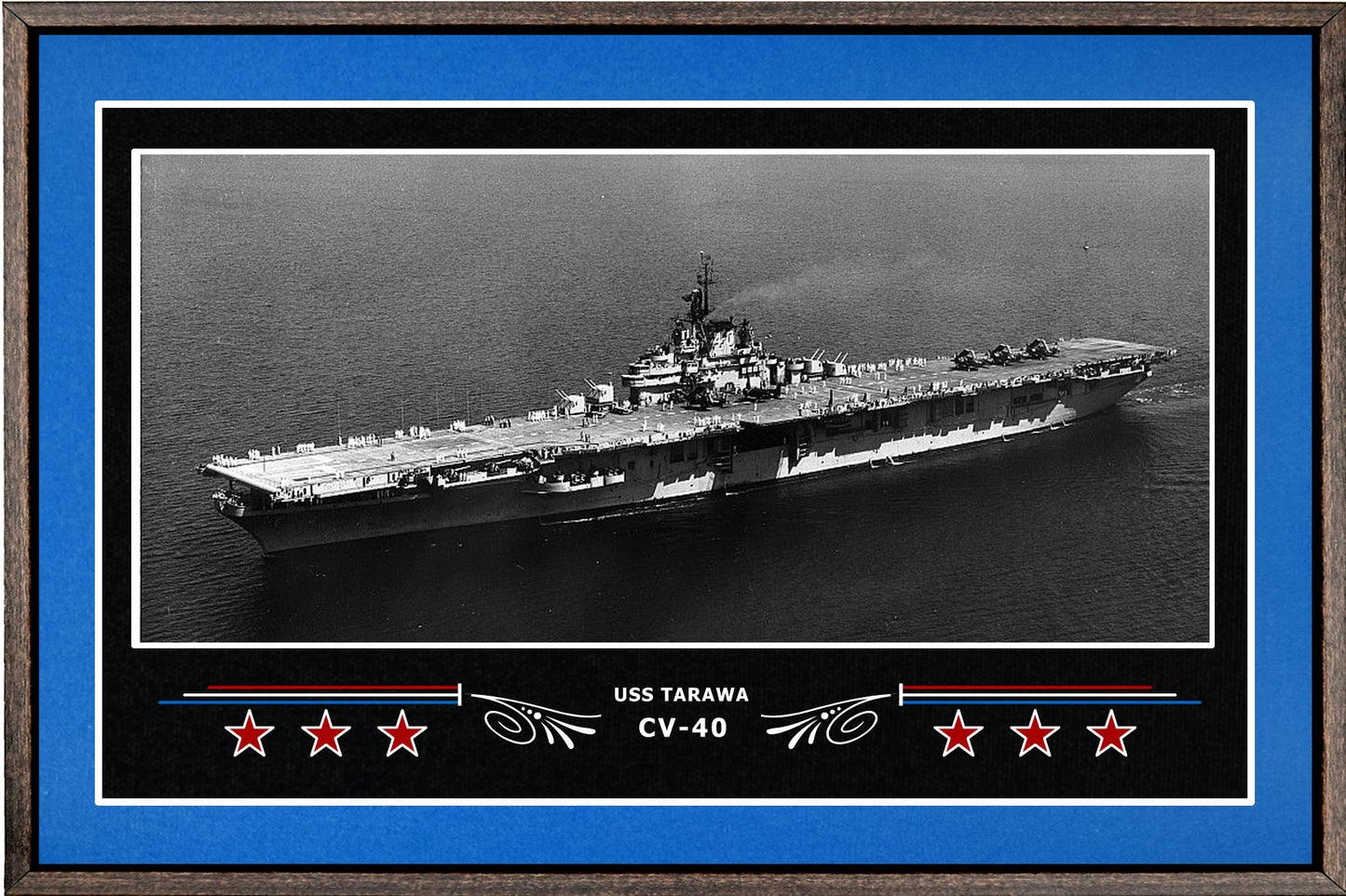 USS TARAWA CV 40 BOX FRAMED CANVAS ART BLUE