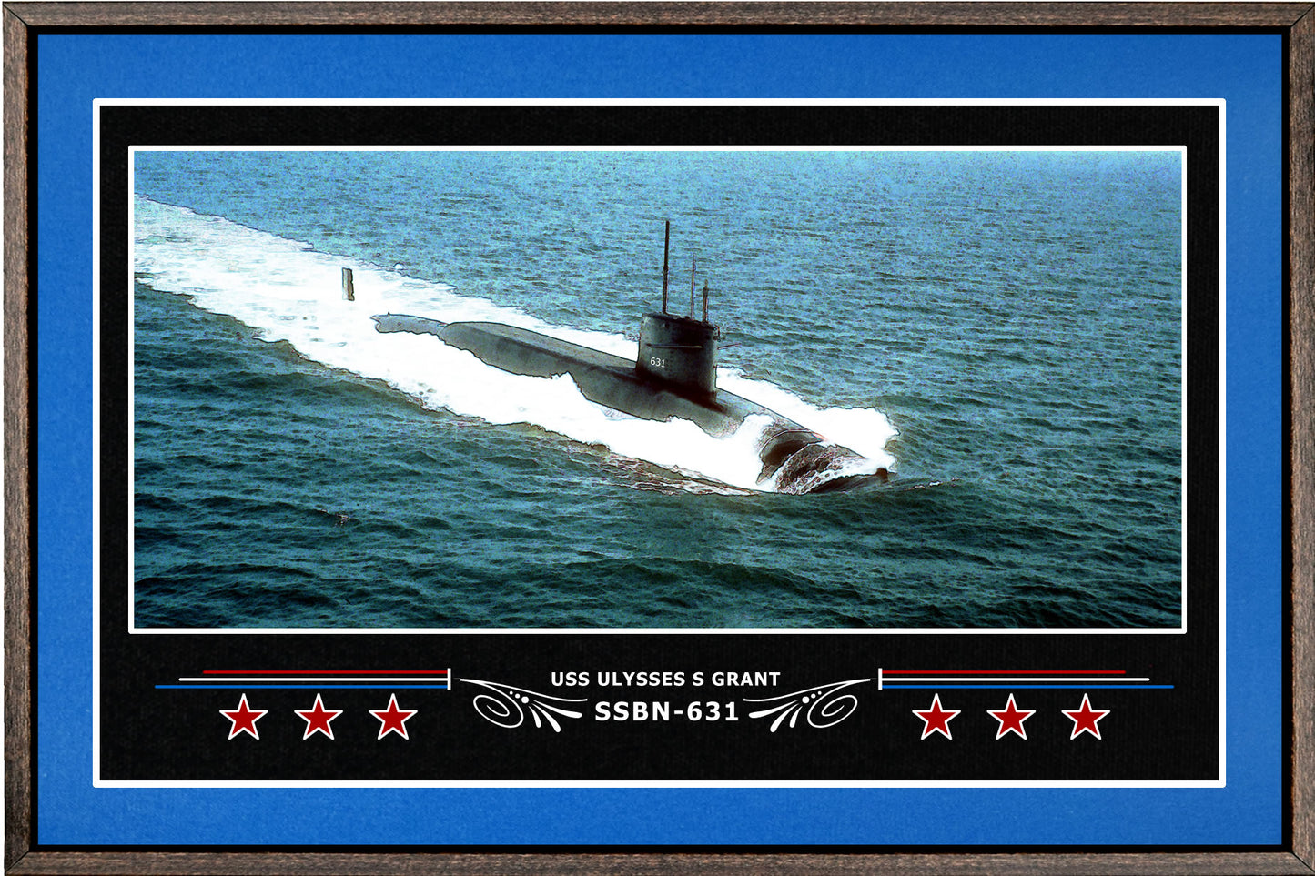 USS ULYSSES S GRANT SSBN 631 BOX FRAMED CANVAS ART BLUE