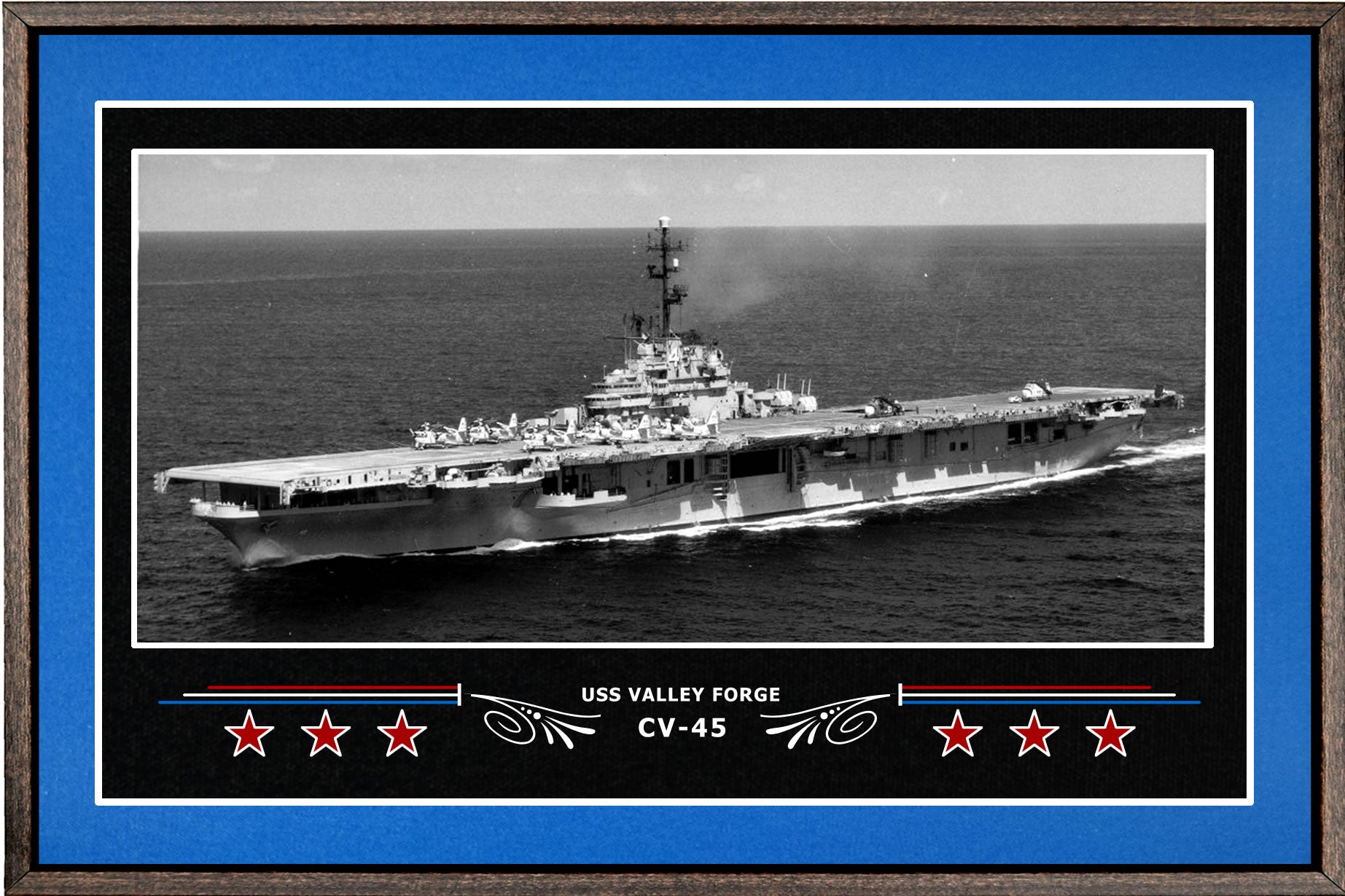 USS VALLEY FORGE CV 45 BOX FRAMED CANVAS ART BLUE