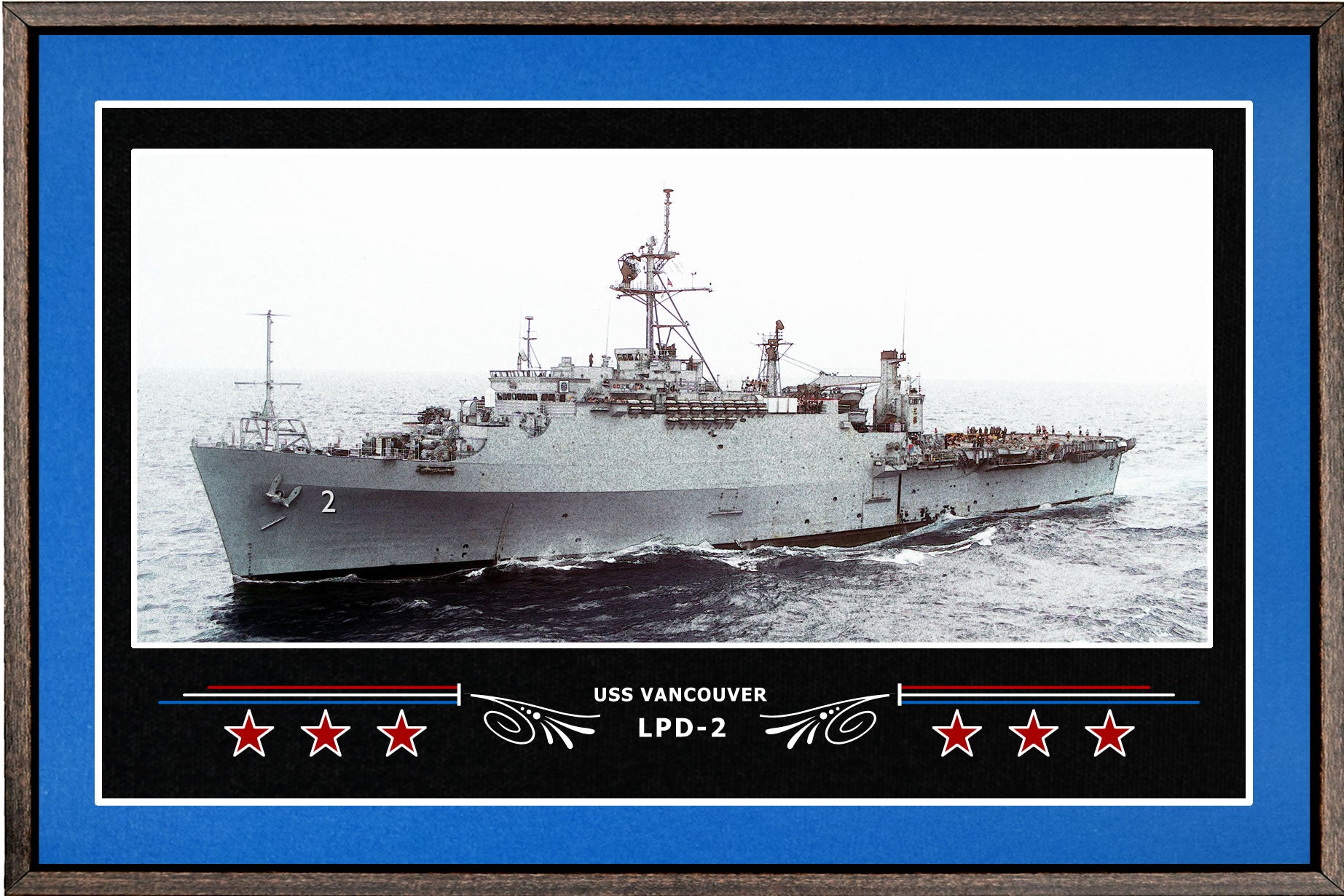 USS VANCOUVER LPD 2 BOX FRAMED CANVAS ART BLUE