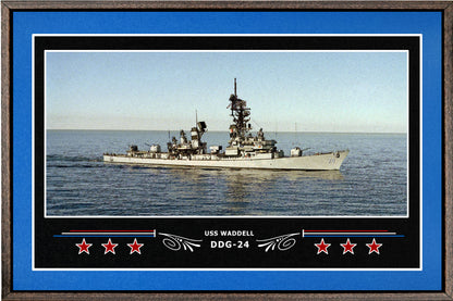USS WADDELL DDG 24 BOX FRAMED CANVAS ART BLUE