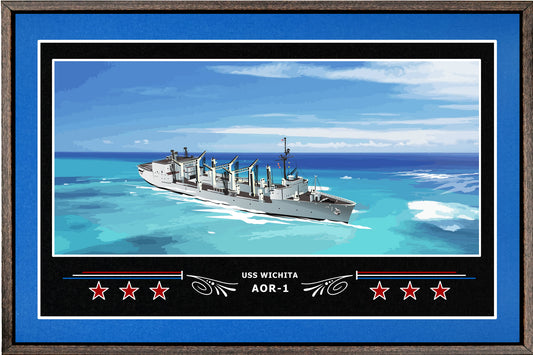 USS WICHITA AOR 1 BOX FRAMED CANVAS ART BLUE