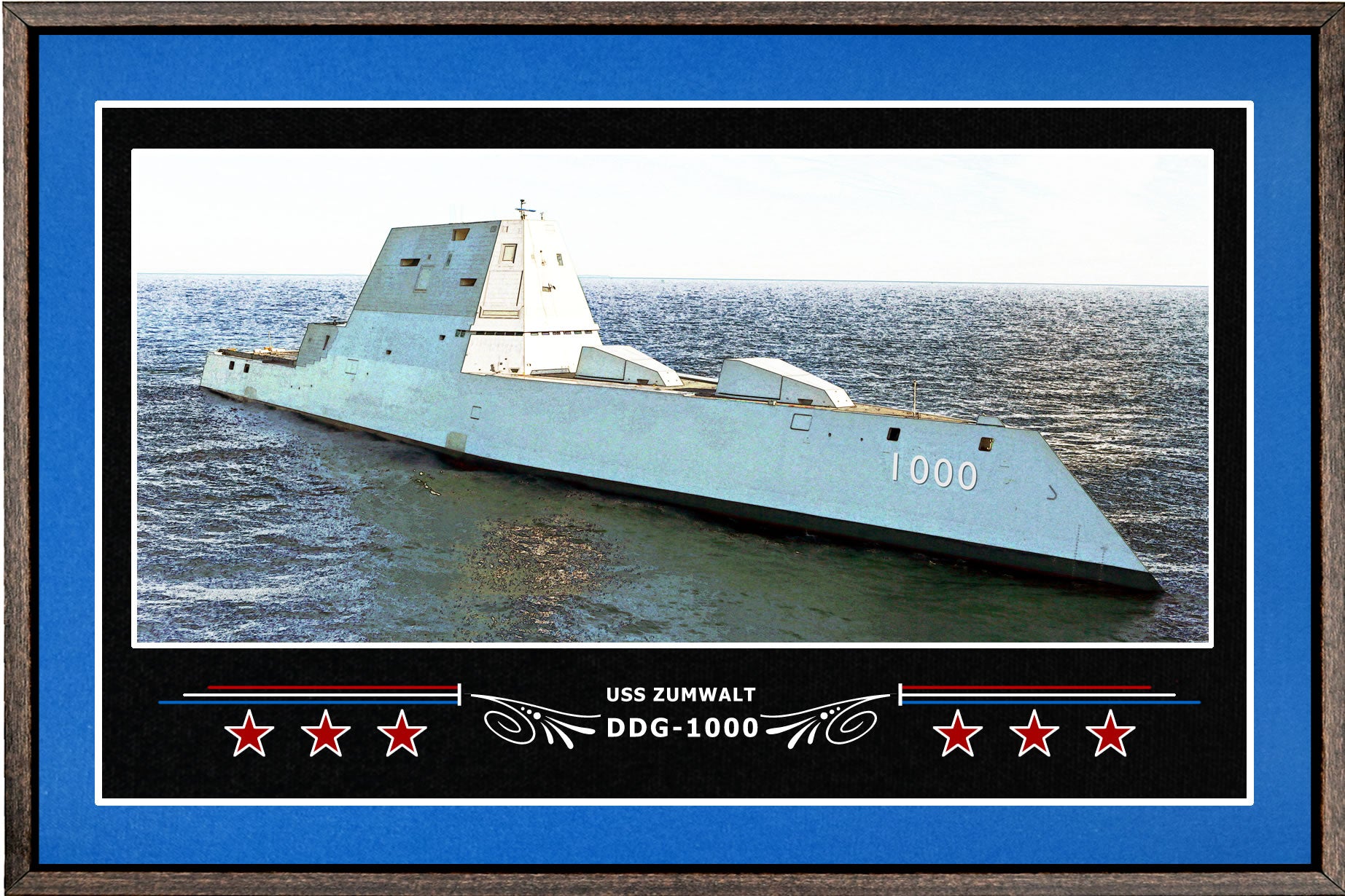 USS ZUMWALT DDG 1000 BOX FRAMED CANVAS ART BLUE