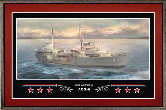 USS AGAWAM AOG 6 BOX FRAMED CANVAS ART BURGUNDY