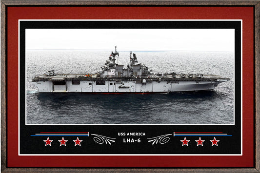 USS AMERICA LHA 6 BOX FRAMED CANVAS ART BURGUNDY