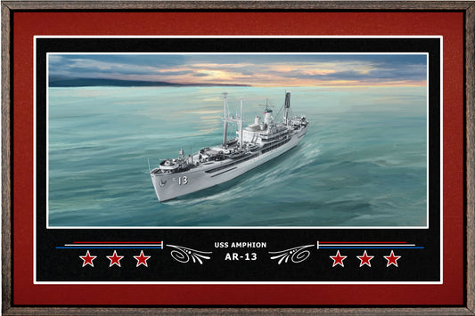 USS AMPHION AR 13 BOX FRAMED CANVAS ART BURGUNDY