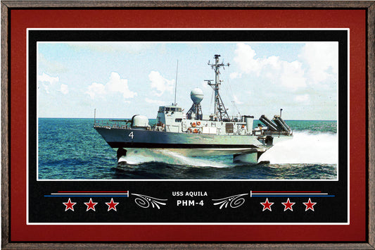 USS AQUILA PHM 4 BOX FRAMED CANVAS ART BURGUNDY