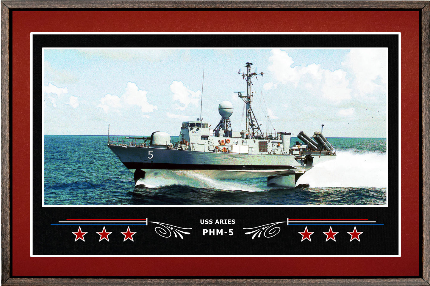 USS ARIES PHM 5 BOX FRAMED CANVAS ART BURGUNDY