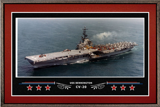 USS BENNINGTON CV 20 BOX FRAMED CANVAS ART BURGUNDY