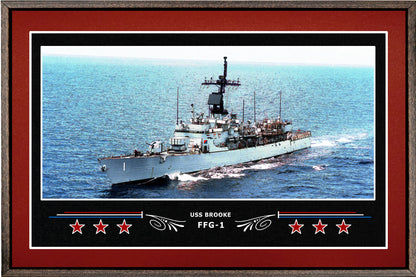 USS BROOKE FFG 1 BOX FRAMED CANVAS ART BURGUNDY
