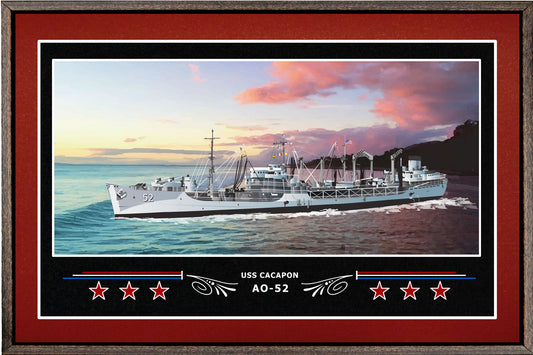 USS CACAPON AO 52 BOX FRAMED CANVAS ART BURGUNDY