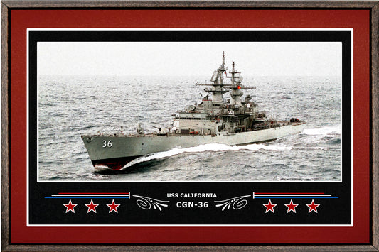 USS CALIFORNIA CGN 36 BOX FRAMED CANVAS ART BURGUNDY