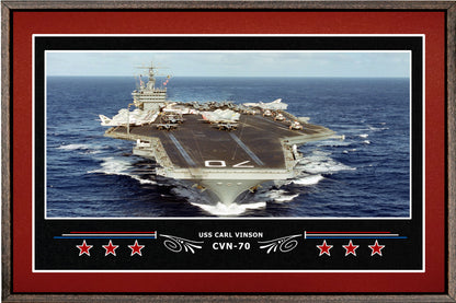 USS CARL VINSON CVN 70 BOX FRAMED CANVAS ART BURGUNDY