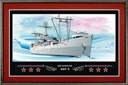USS CATOCTIN AGC 5 BOX FRAMED CANVAS ART BURGUNDY