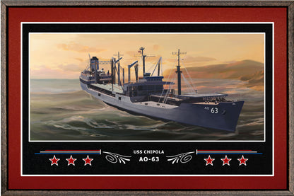 USS CHIPOLA AO 63 BOX FRAMED CANVAS ART BURGUNDY