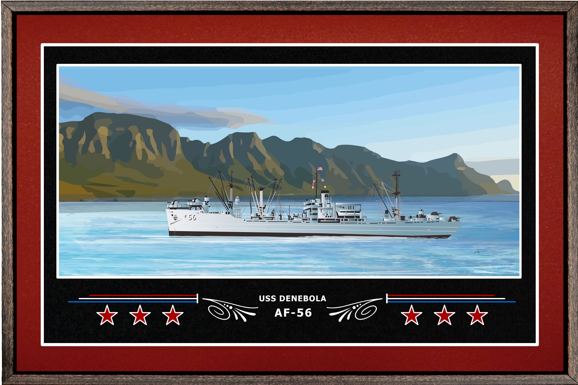 USS DENEBOLA AF 56 BOX FRAMED CANVAS ART BURGUNDY