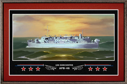 USS DORCHESTER APB 46 BOX FRAMED CANVAS ART BURGUNDY