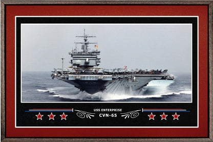 USS ENTERPRISE CVN 65 BOX FRAMED CANVAS ART BURGUNDY