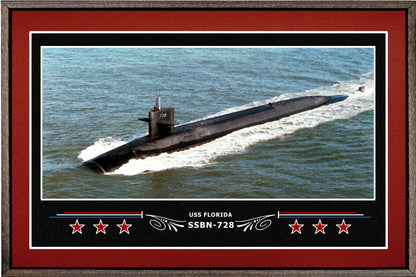USS FLORIDA SSBN 728 BOX FRAMED CANVAS ART BURGUNDY