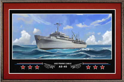USS FRANK CABLE AS 40 BOX FRAMED CANVAS ART BURGUNDY